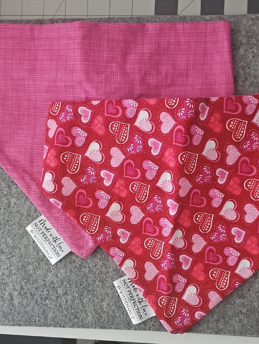 Handmade Pink Heart Bandana For Dogs-
